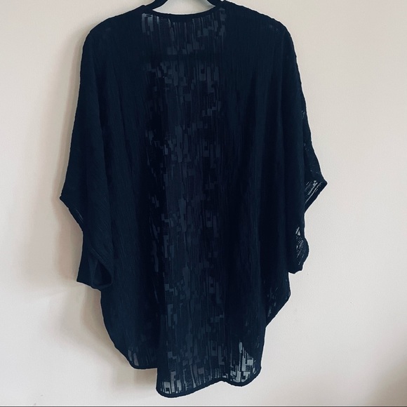 BOBI BLACK Black Sheer Flowy Open Cardigan Beach Cover up - Picture 7 of 9